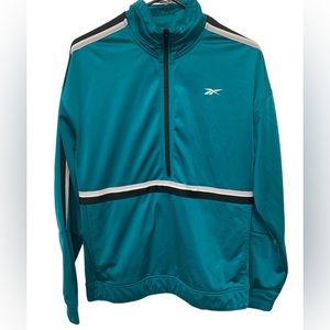 Reebok Tricot Jacket Men's Size Small 1/2 Zip Long Sleeve teal Pullover